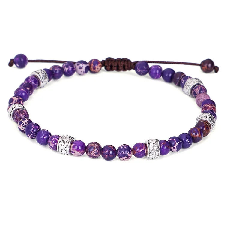 Olivenorma Natural Multicolor Imperial Stone Beaded Braided Bracelet