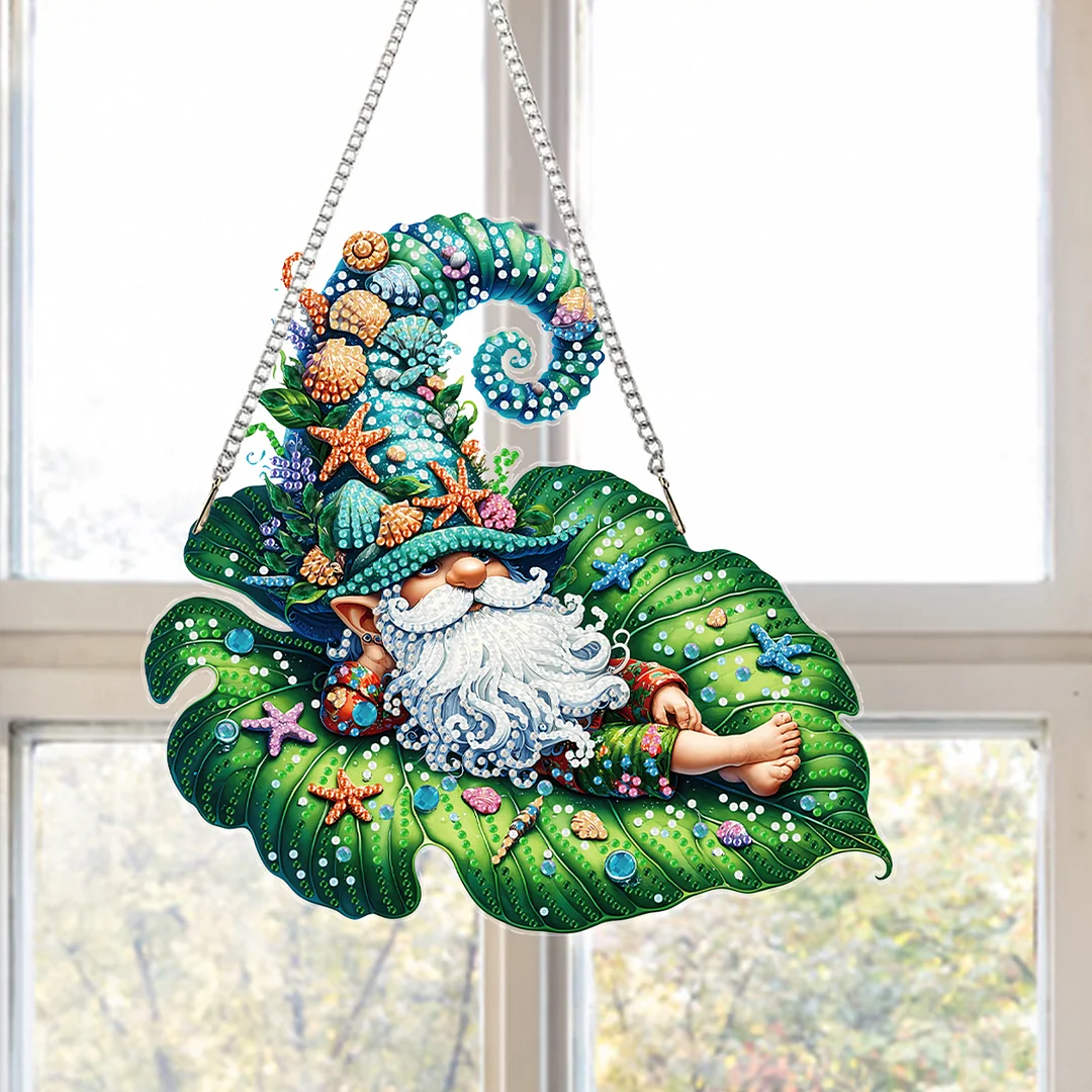 Ocean Gnome 2D Flat DIY Special Shape Diamond Art Hanging Pendant Kit Wall Decor