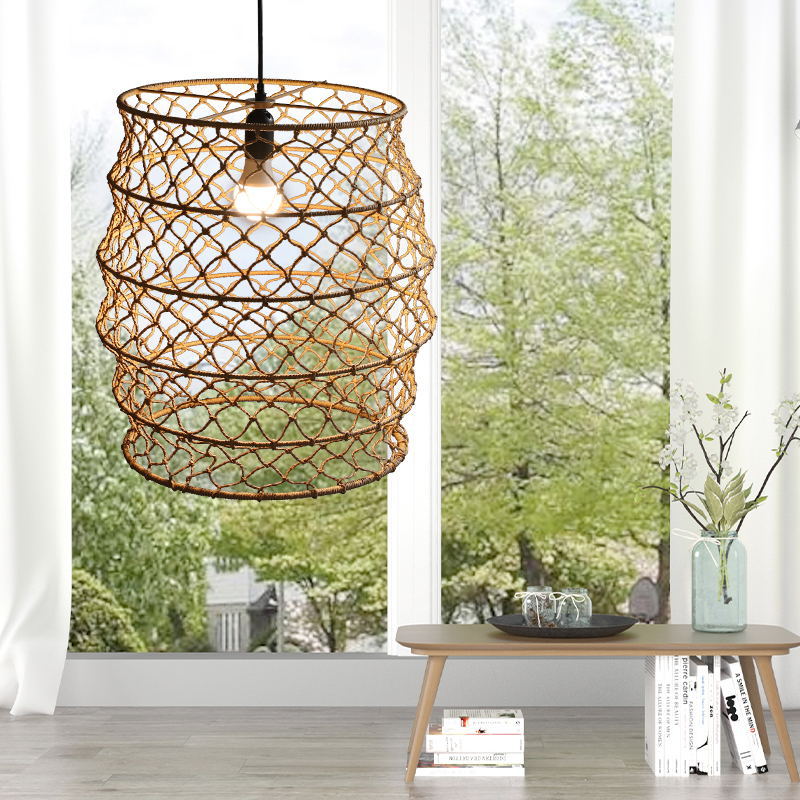 Foldable Rope Chandelier Lantern Pendant Lighting