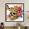 Blumen Schmetterling Sch&auml;del - speziell geformtes Diamond Painting - 30*30cm