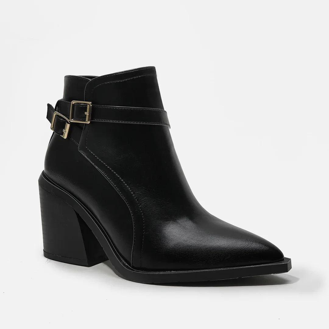 Women's Leather Pointed Toe Casual Boots