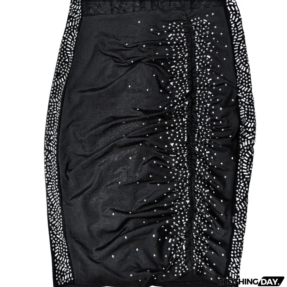 Women's Fashion Solid Color Beaded Mesh Sleeveless Slash Shoulder Dress