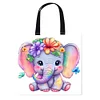 (US Only)11CT Elephant Cross Stitch Canvas Tote Bag DIY Sewing Bag Gift for Friend40x40cm