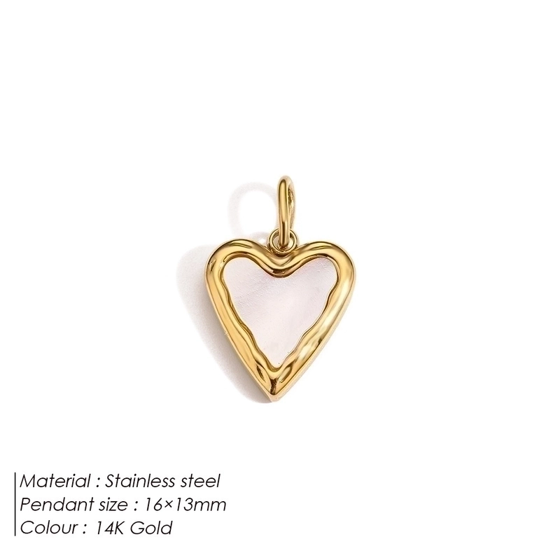 1 Piece 9*7mm 316 Stainless Steel 14K Gold Plated Heart Shape Polished Pendant