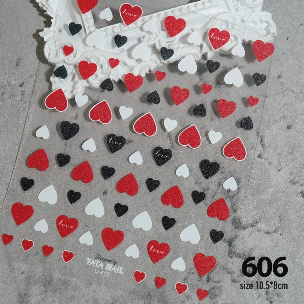 Angel Cross Wings Corpse Bride Nail Sticker 3D Engraved Nail Stickers Flower Rose Nail Art Decorations Nail Decals Design