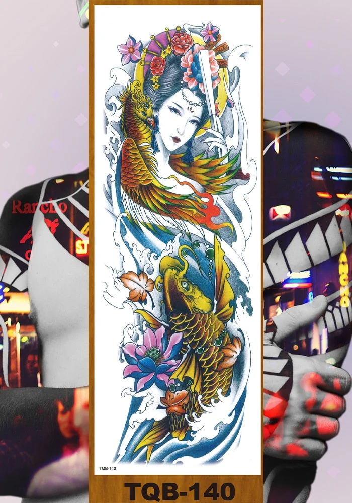 Full Flower Arm Temporary Tattoo Stickers Man Woman Girls Body Leg Fake Tatoo Sexy Beauty Snake Bear Owl Fox Mermaid Egypt Queen