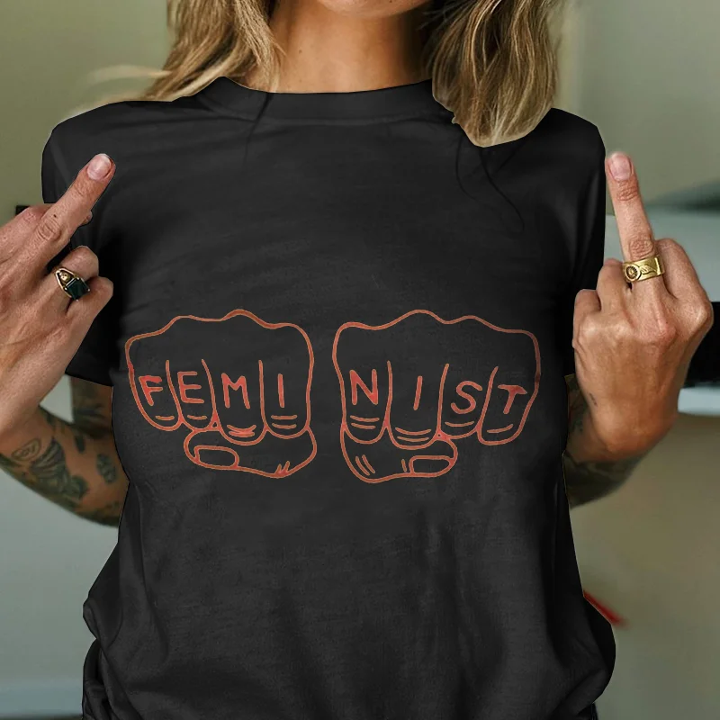 Feminist Letters Girls Power Printing Women's T-shirt -  