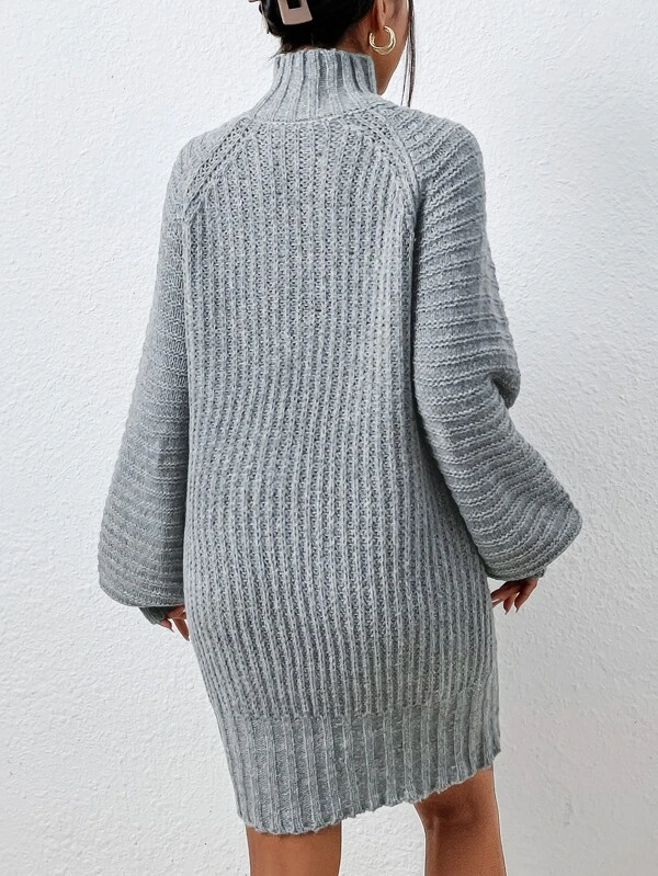 Turtleneck Raglan Sleeve Jumper Dress Without Belt
