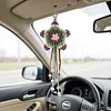 Handmade Five-Pointed Star Car Pendant with Wood Bead Crochet Bag Charm Keychain Making Supplies DIY Hand Woven Tassel Dream Catcher Ornament Cars Rearview Mirror Hanging Accessories