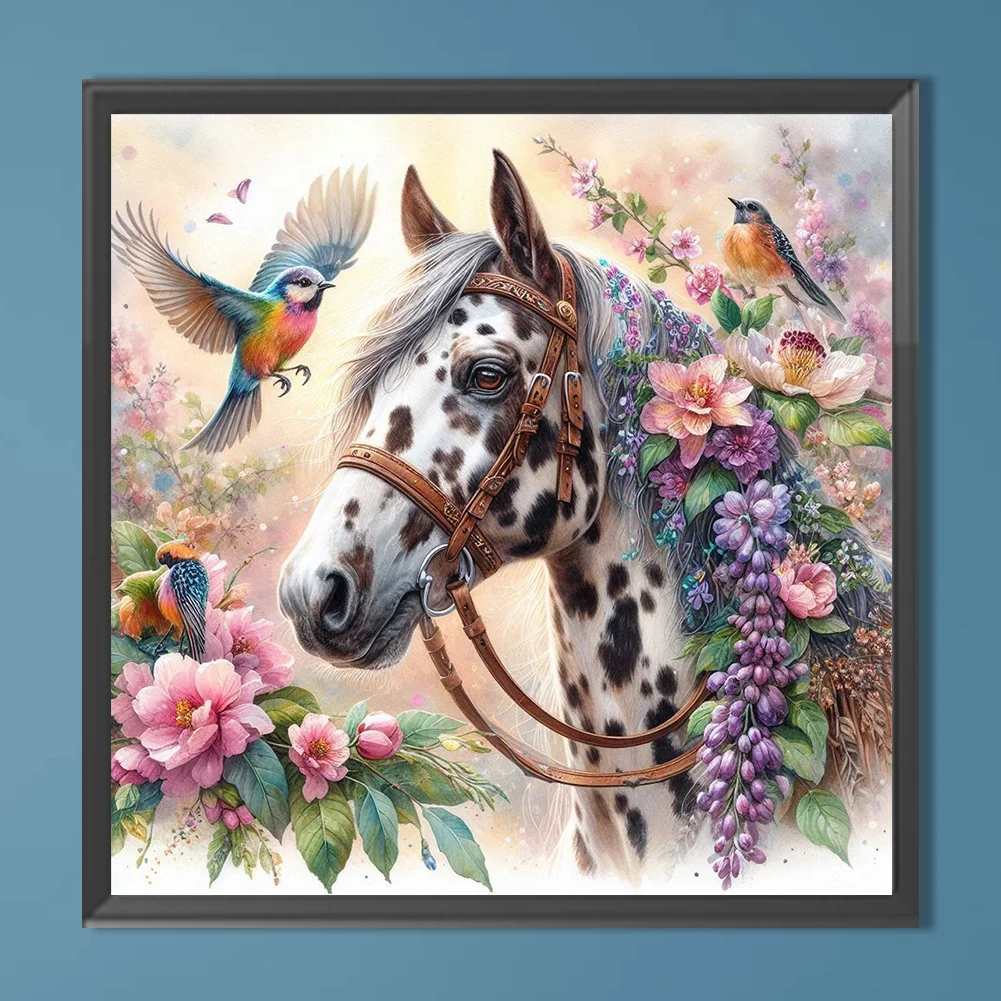 Diamond Painting - Full Round Drill - Flower Horse(Canvas|40*40cm)