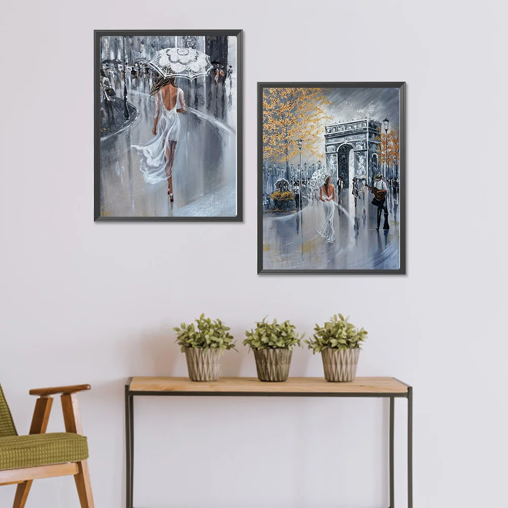 2pcs/Set Diamond Painting - Full Round Drill - Aesthetic Street(Canvas|30*40cm)