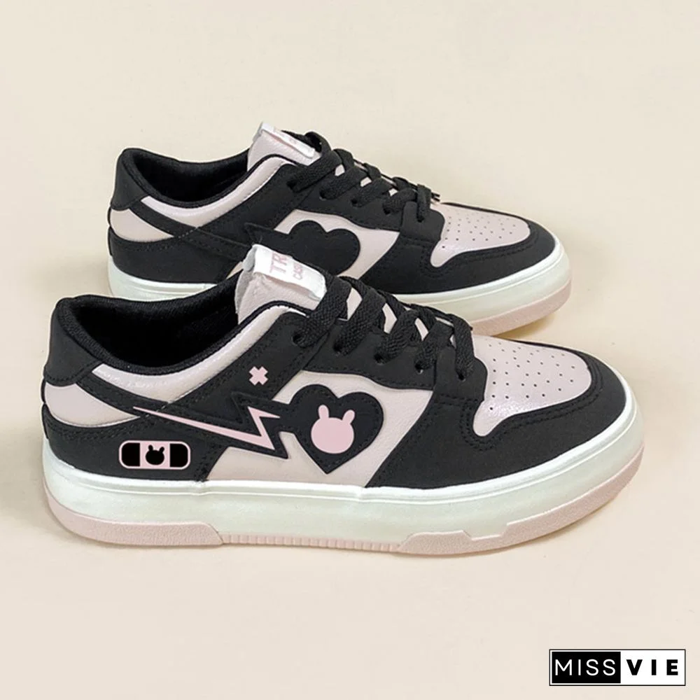 Love Heart Bunny Platform Round Toe Sneakers