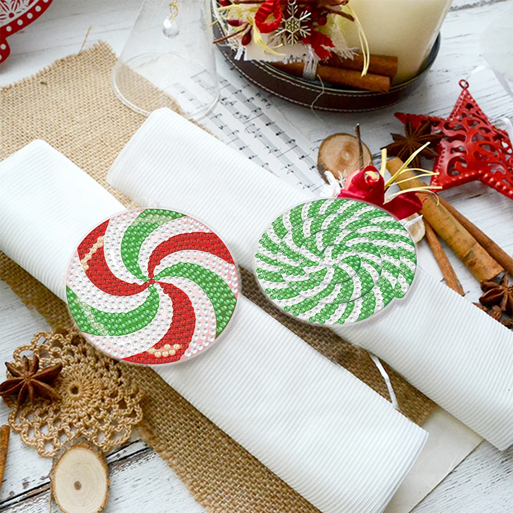 2Pcs Spiral Diamond Painting Napkin Ring Diamond Art Napkin Holder for Table