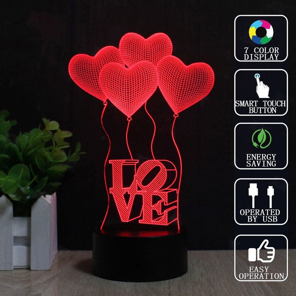 

Optical LED Mood 7 Colour Changing Touch Control-3D Night Light, 501 Original