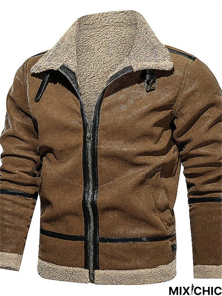 Men's Thick Casual Zipper Lapel Coat