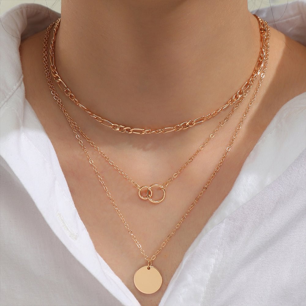 Women's Simple Multi-layered Metal Pendant Necklace