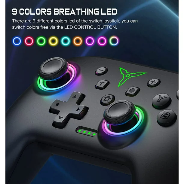 DinoFire Pro Controller for Nintendo Switch/ Switch Lite/OLED, Cute Wireless Controller（Red）