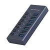 USB Hub, Aluminum 10-Port USB 3.0 Hub With 10 USB 3.0 Data Transfer Ports, USB Splitter With Individual Switch And 60W (12V/5A) Power Adapter