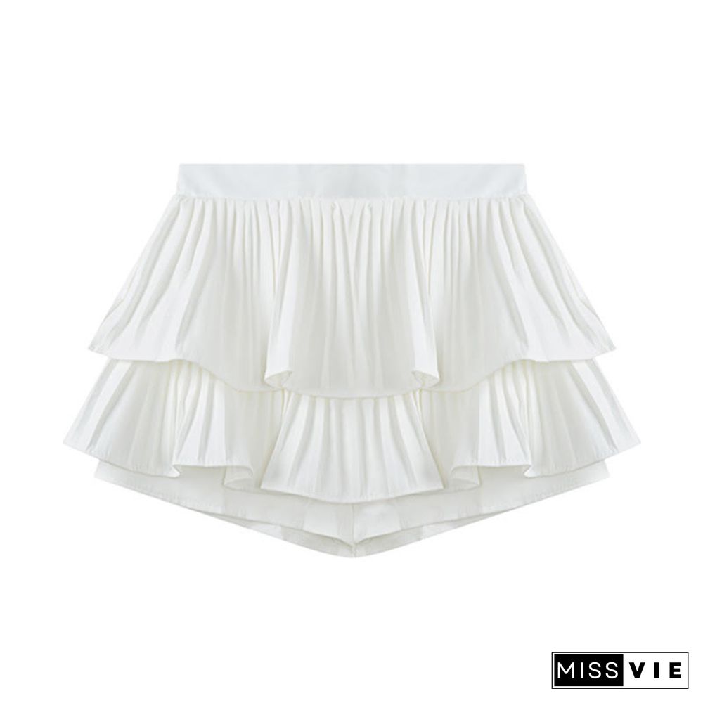 Lace Up Puff Sleeve Lattice Crop Top T-Shirt Mini Skirt