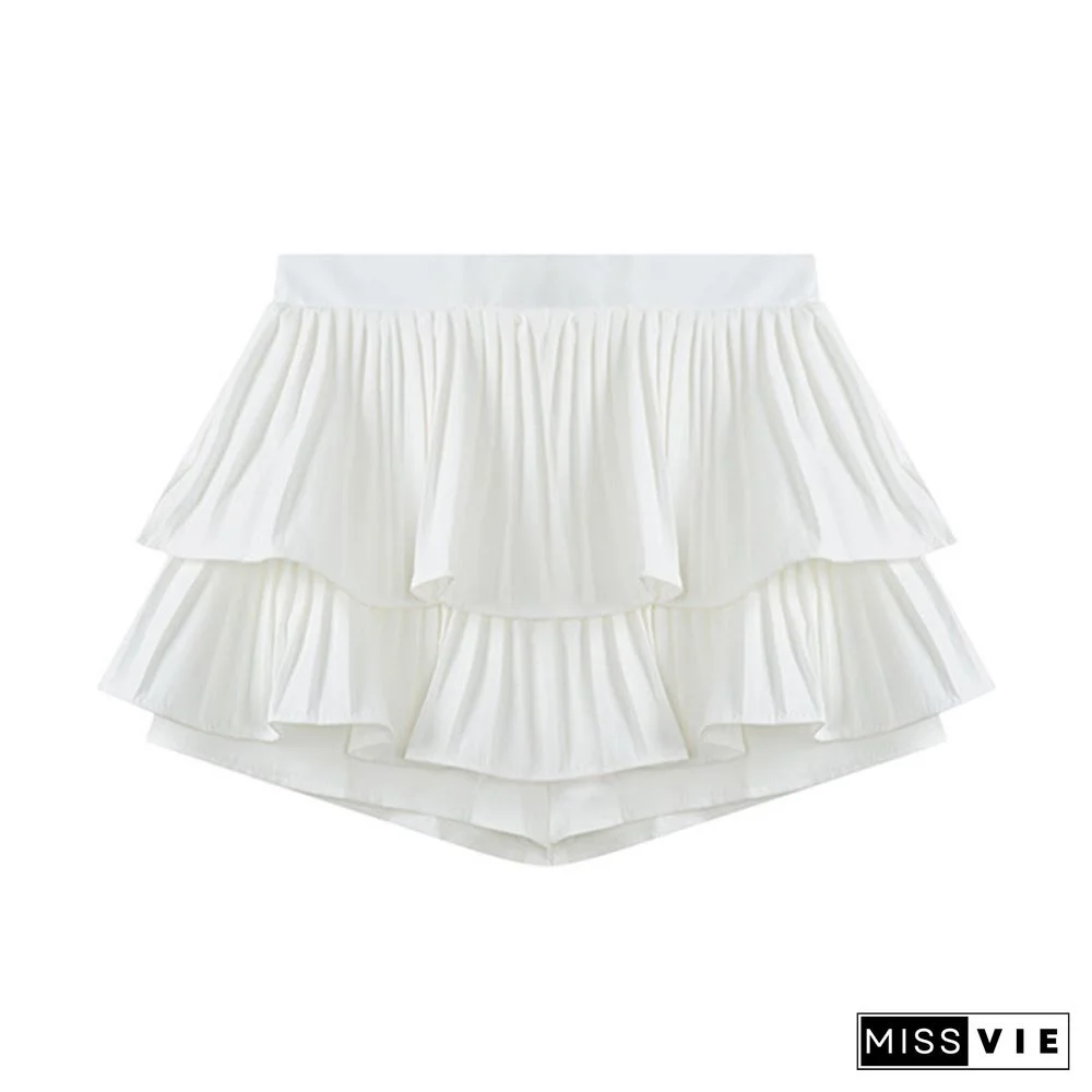 Lace Up Puff Sleeve Lattice Crop Top T-Shirt Mini Skirt