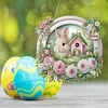 Easter Bunny DIY 2D Flat Acrylic Double Sided Diamond Painting Hanging Pendant