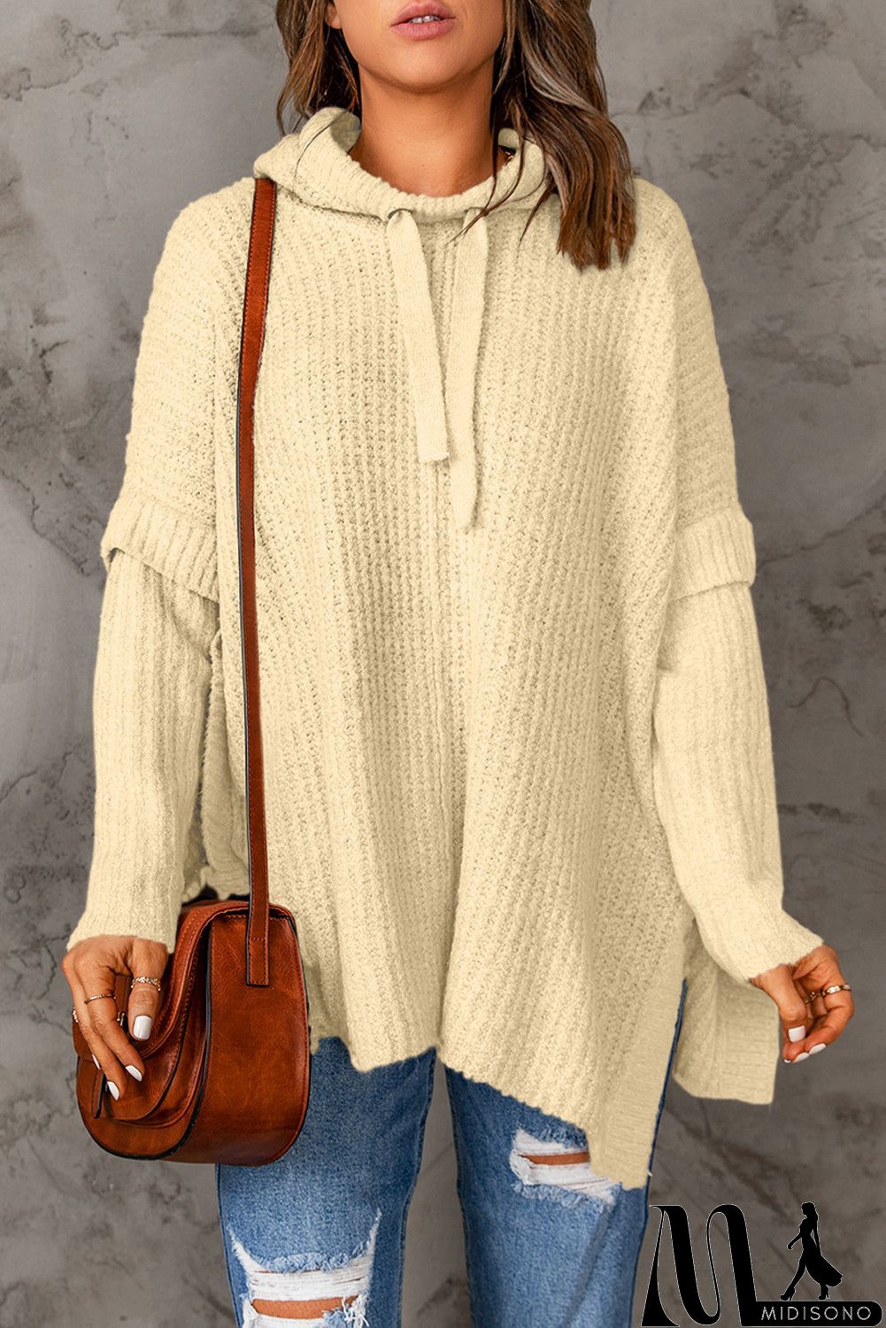 MidiSono - Waffle Knit Hooded Sweater