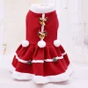 Pet Dog Warm Christmas Dress Lovely Red Bow Puppy Skirt