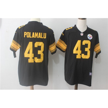 Men's  Pittsburgh Steelers #43 Troy Polamalu Black Limited Rush Stitched NFL Jersey