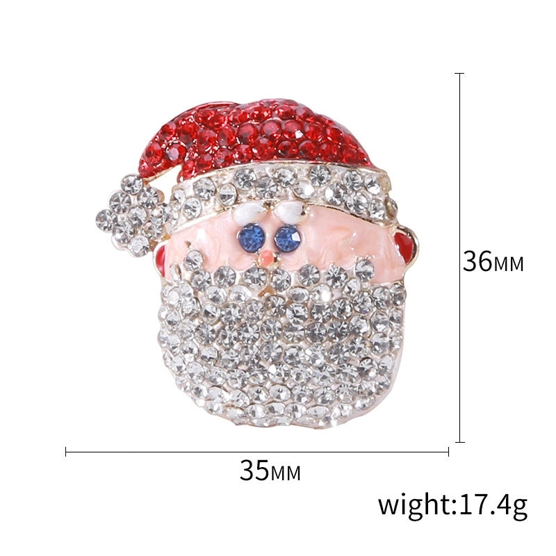 Cute Classic Style Pin Santa Claus Snowflake Elk Alloy Enamel Inlay Rhinestones Unisex Brooches