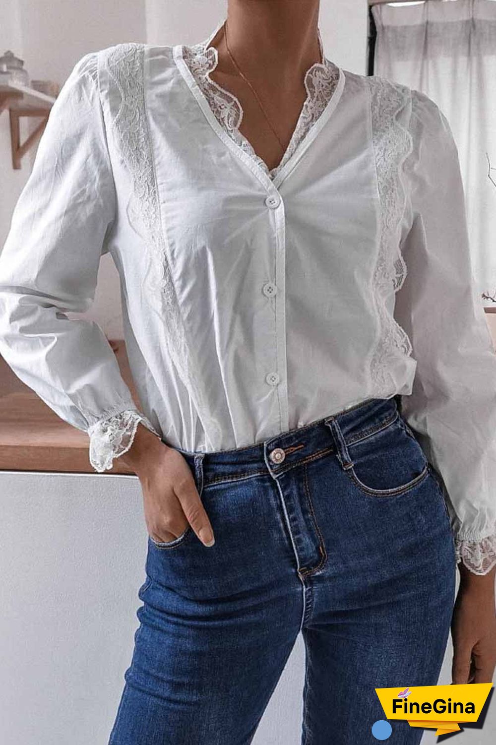 Long Sleeve Flared Sleeve Solid Color Shirt Tops