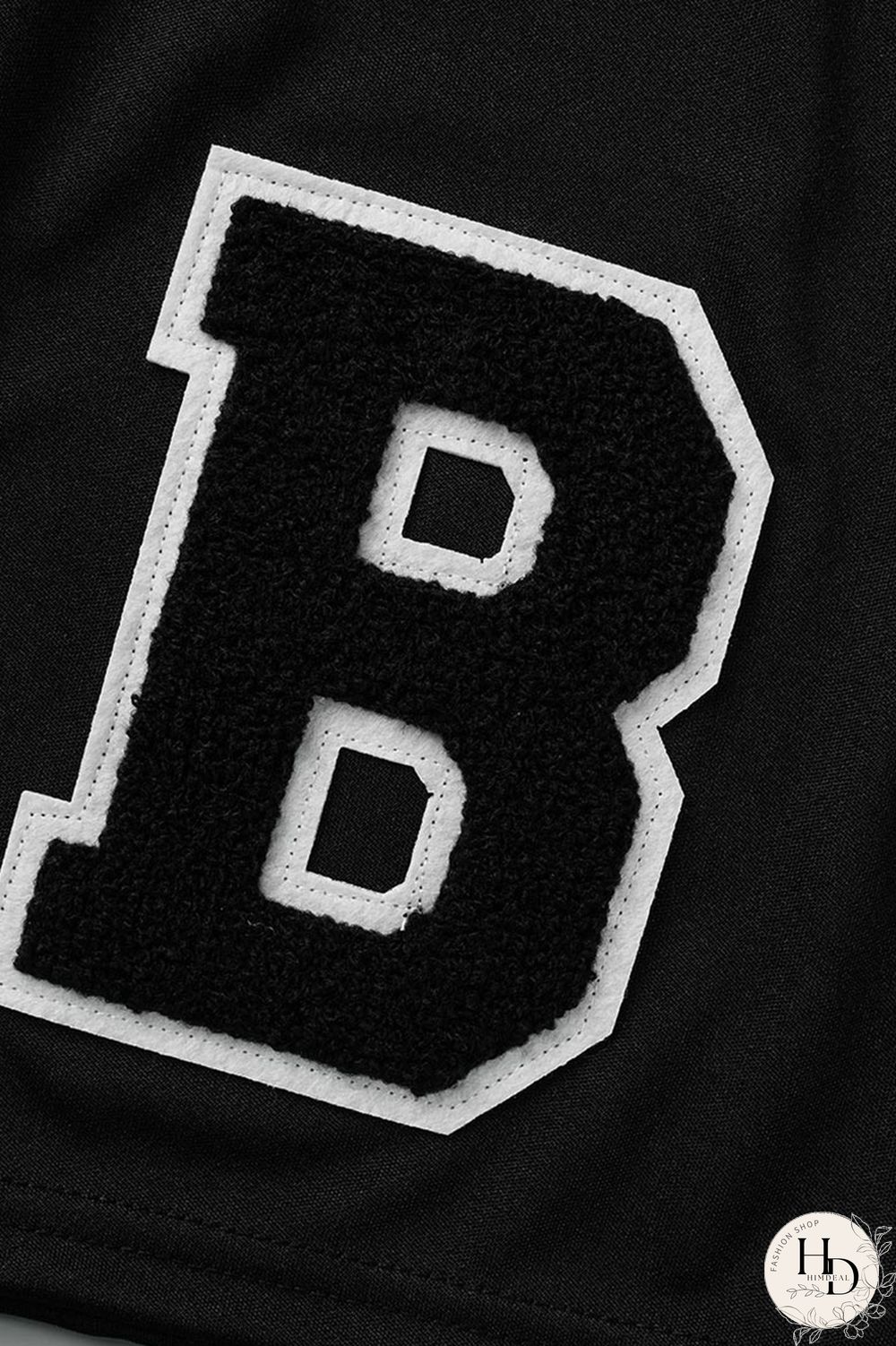 Black Fashion Casual Letter Embroidery Patchwork O Neck Short Sleeve Two Pieces