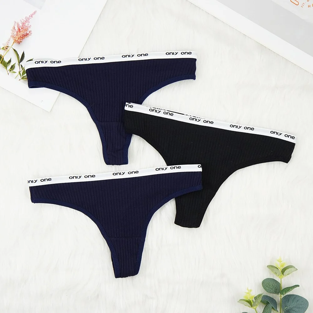 Billionm Sexy Panties for Women Thongs Bikini Ladies Lingerie Underwear Cotton Breathable Sporty Thread Letter Low Rise T Back