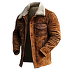 Men's Vintage Brown Shearling Leather Jacket With Faux Suede Finish by Inlyline