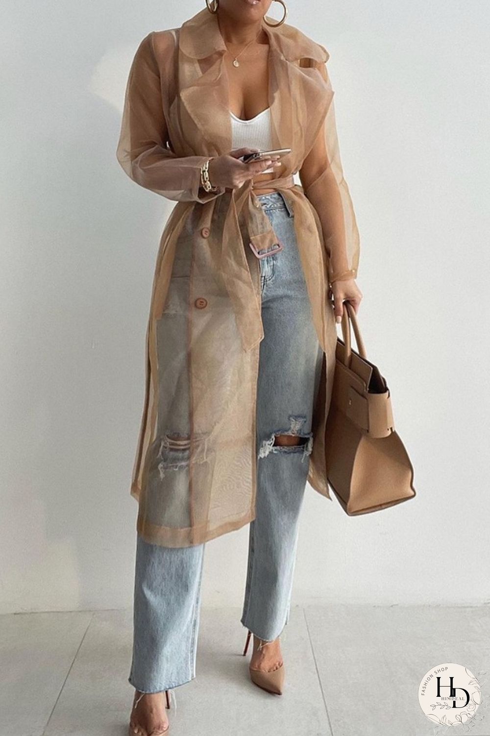 White Casual Solid Cardigan Turndown Collar Outerwear