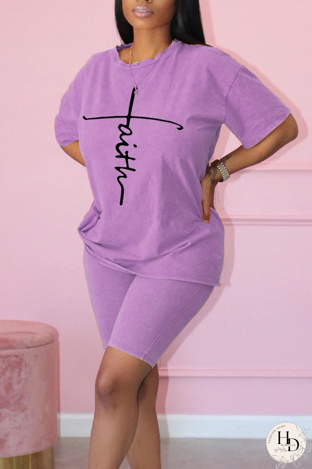 Black Casual Print Patchwork O Neck Short Sleeve Two Pieces