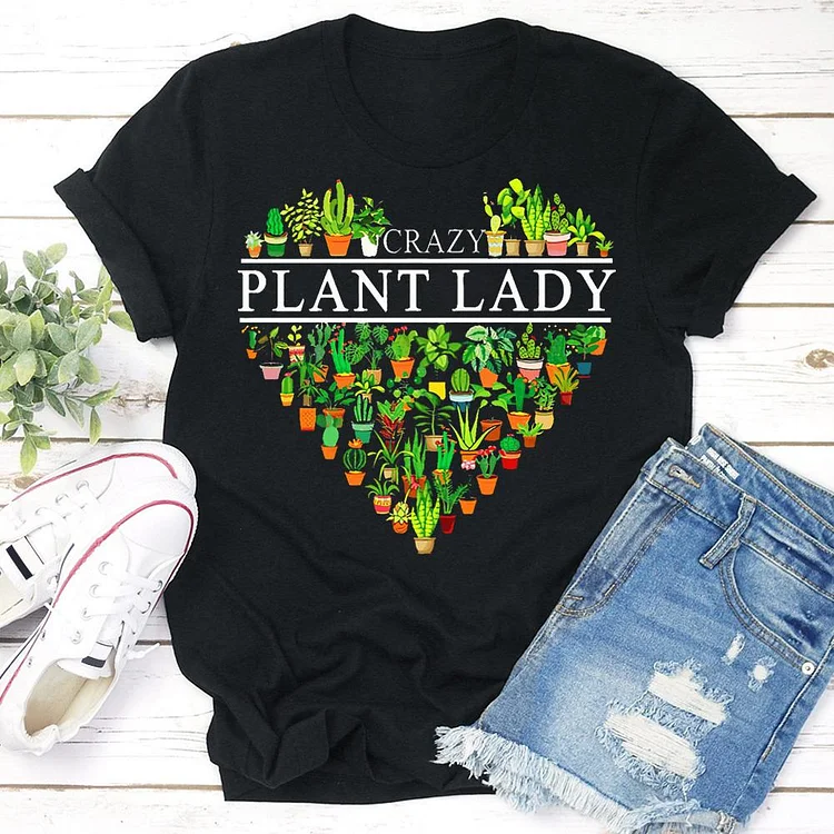 Heart Crazy Plant Lady Classic T-Shirt Tee - 02356-Annaletters