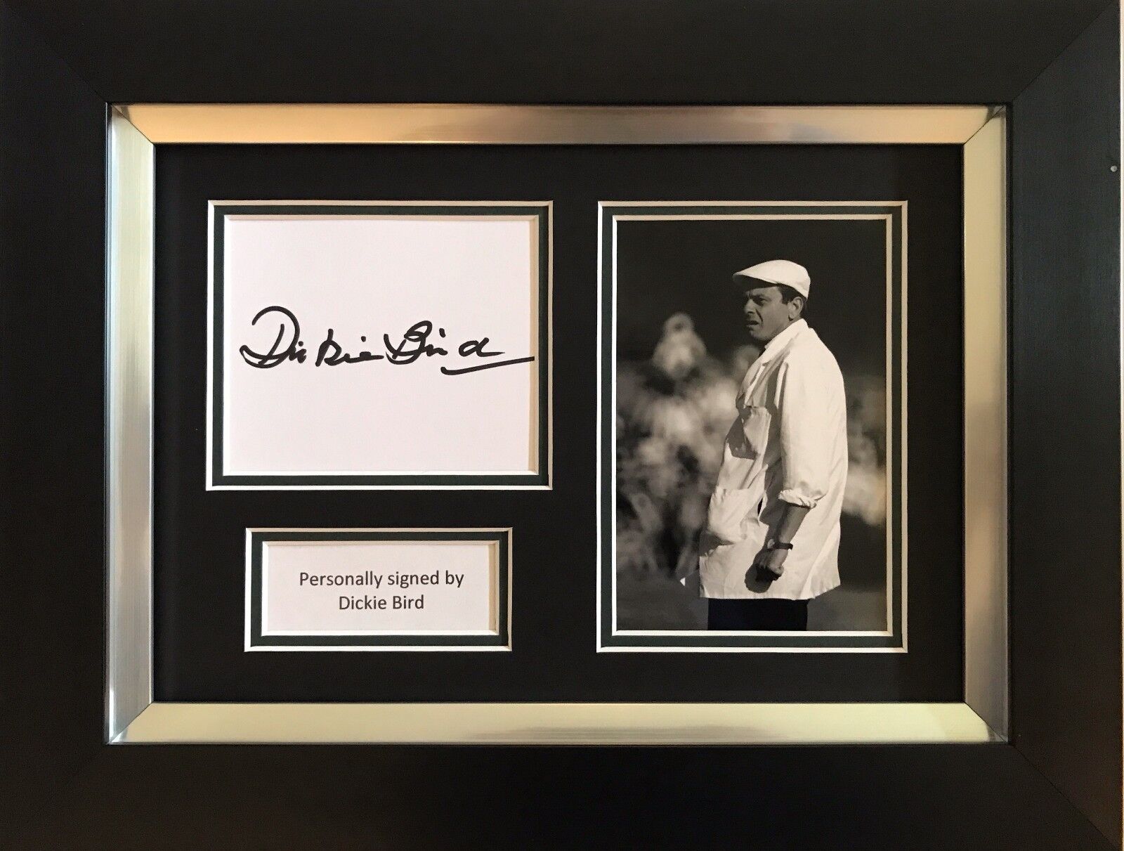 DICKIE BIRD HAND SIGNED FRAMED Photo Poster painting DISPLAY CRICKET UMPIRE.