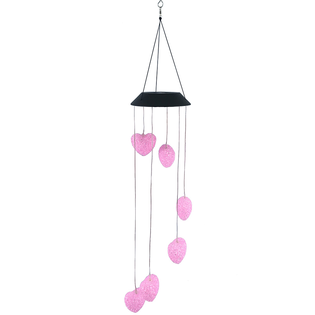 

7-Color LED Garden Solar Light Heart Shape Wind Chime Outdoor Hanging Lamp, 501 Original