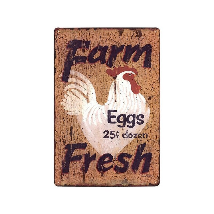 Chicken Farm Fresh Eggs- Vintage Tin Signs/Wooden Signs - 7.9x11.8in & 11.8x15.7in