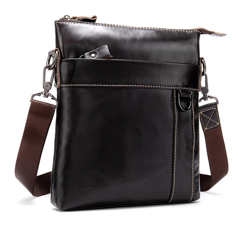 Organizational Layout Grain Textured Style Contrast Stitching Crossbody Sling Bag