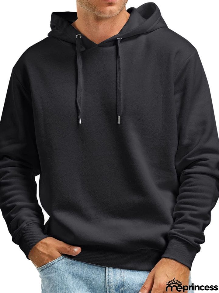 Men's Solid Color Thick Pullover Hoodies