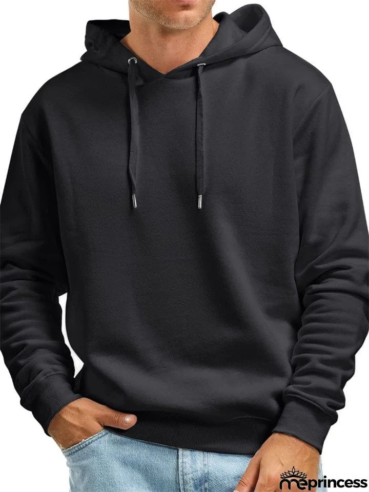 Men's Solid Color Thick Pullover Hoodies