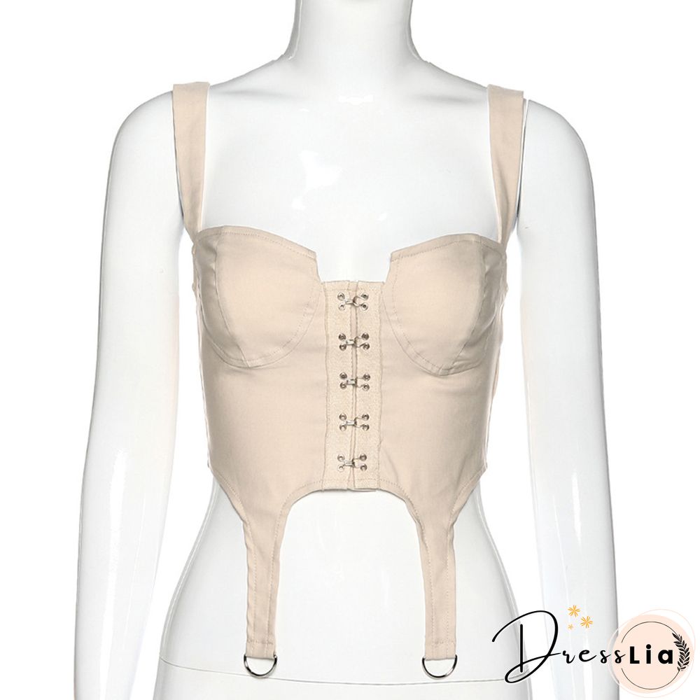 Sexy Padded Corset Y2K Cropped Top Women Summer Backless Padded Cami 90S Female Camisole Low Cut Tank Top Clothing