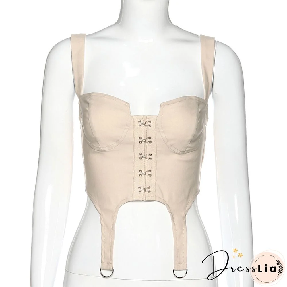 Sexy Padded Corset Y2K Cropped Top Women Summer Backless Padded Cami 90S Female Camisole Low Cut Tank Top Clothing