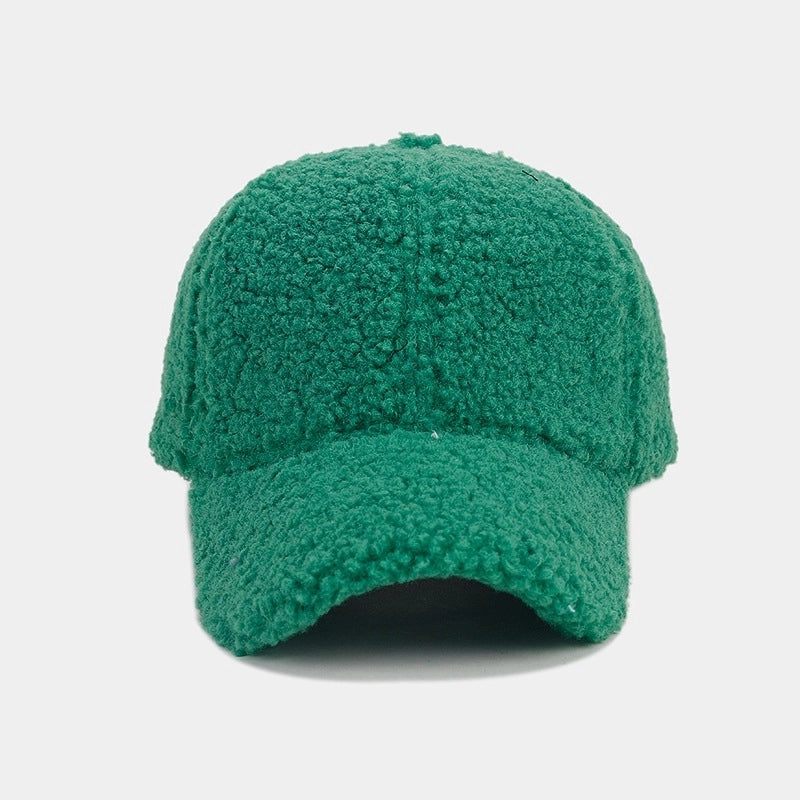 Autumn And Winter New Thickened Lamb Wool Solid Color Curved Brim Peaked Cap Women’s Simple Fashion Warm Baseball Cap Men’s Hat Fashion