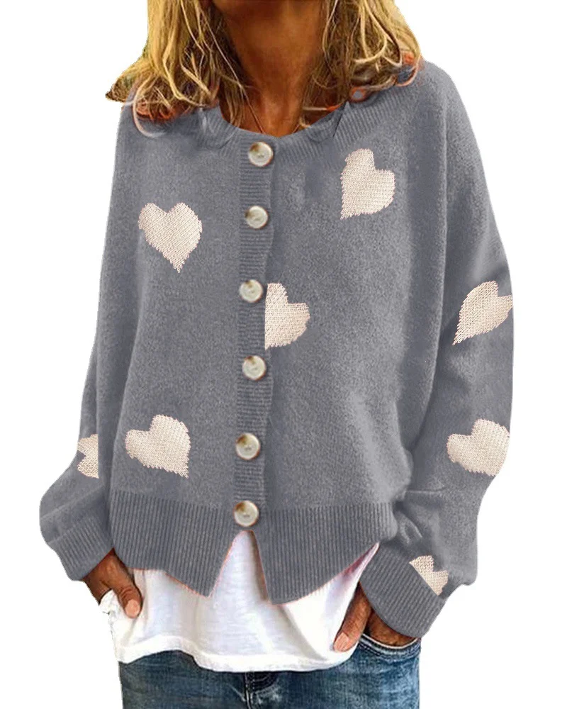 Wongn Wongn And Winter New Women's Sweater Single Breasted Love Sweater Women's Cardigan