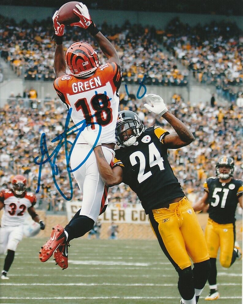 A.J. GREEN SIGNED CINCINNATI BENGALS FOOTBALL 8x10 Photo Poster painting #2 NFL EXACT PROOF!