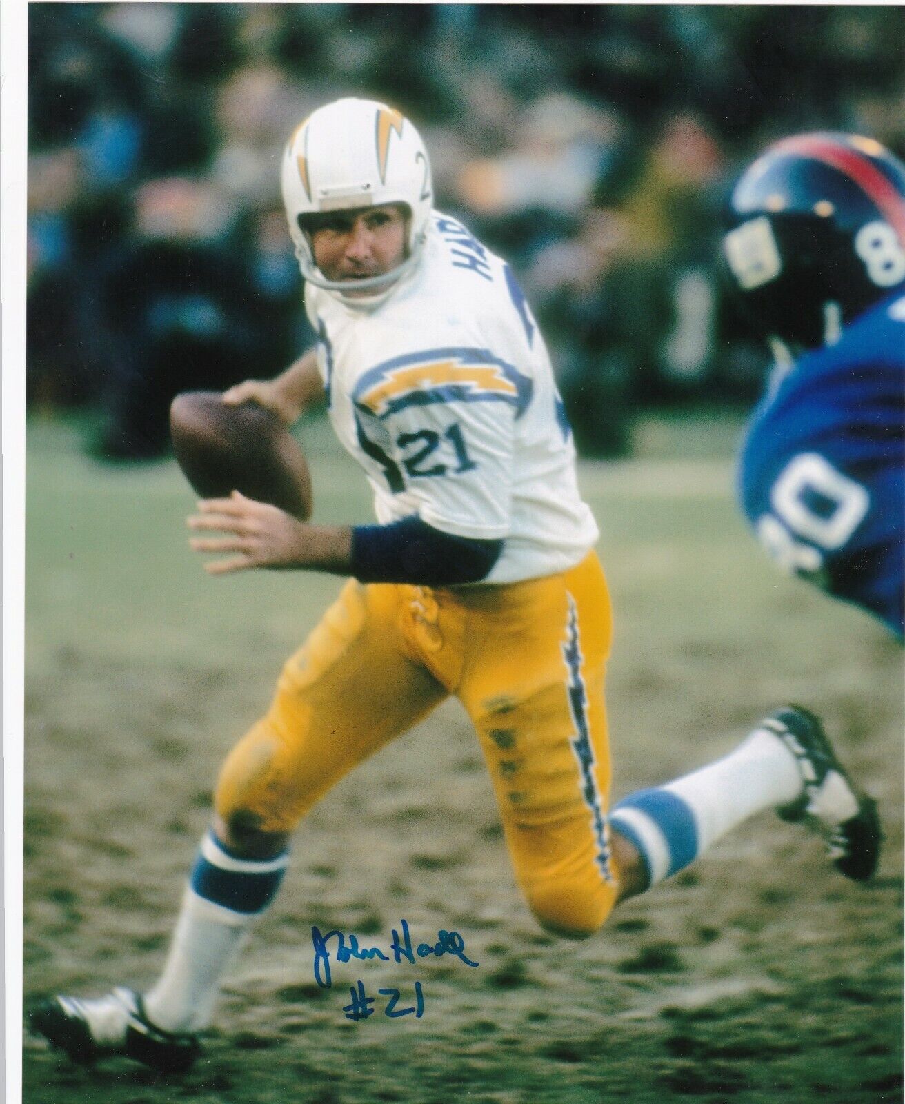 JOHN HADL SAN DIEGO CHARGERS ACTION SIGNED 8X10