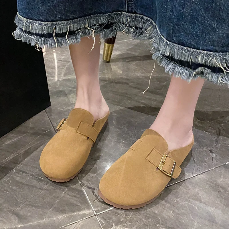 Churchf Churchf Baotou Slippers Female 2024 Summer New Wear Muller Shoes Women's Shoes Sen Female Wind Flat Lazy Drag