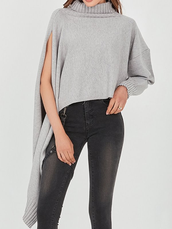 Casual Single Sleeve Split Sweater